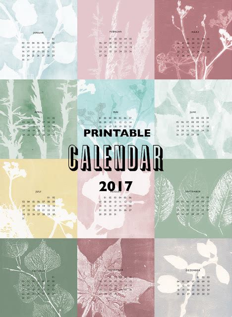 Printable Calendar 2017 Small Caps