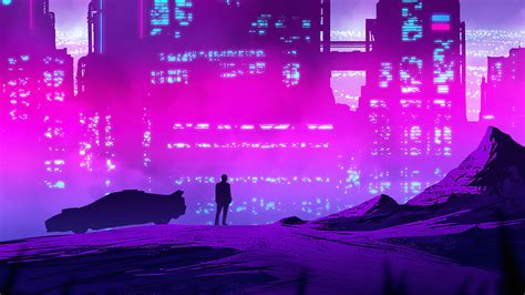 1366x768 Synthwave Purple City Laptop Hd Hd 4k Wallpapersimages