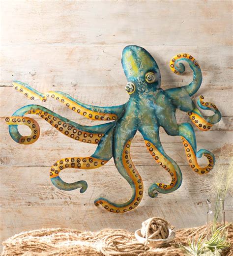 Handcrafted Metal Octopus Wall Art Patio Wall Hangings Deck And