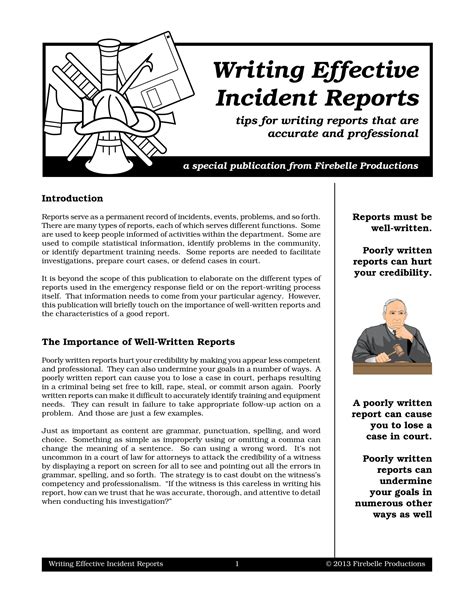 How To Write An Incident Report Pdf