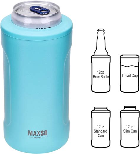 Maxso 4 In 1 Skinny Can Coozie Double Walled Stainless Steel Insulated Slim Can