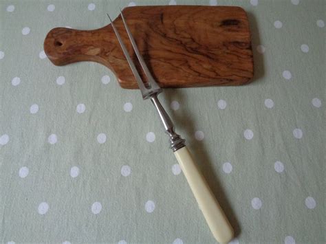 Stainless Carving Fork With Blade Guard Vintage Kitchenware