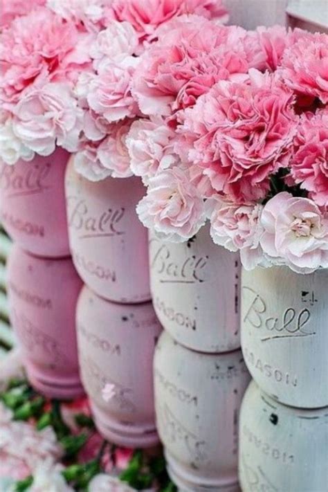 Painted Mason Jars Used As Vases Pink Mason Jars