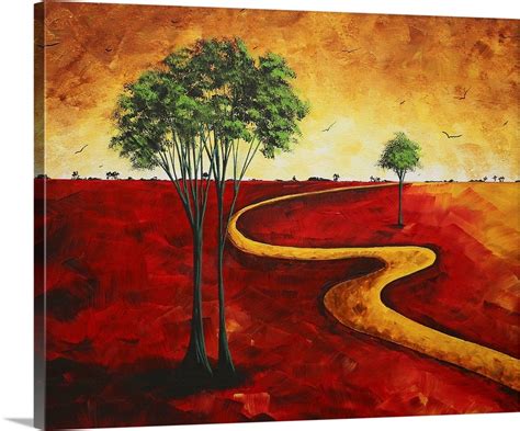 Road To Nowhere Ii Red Landscape Painting Wall Art Canvas Prints
