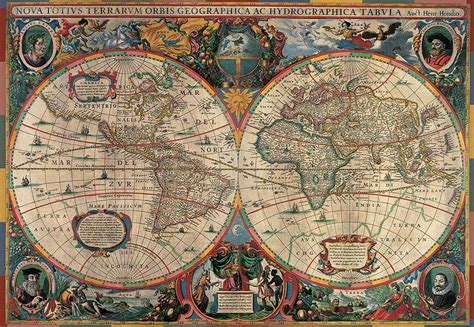 Antique World Map 1630 1000 Pieces Pomegranate Puzzle Warehouse