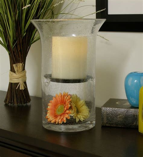 Hand Blown Glass Hurricane Fillable Candle Holder Vase With Flameless