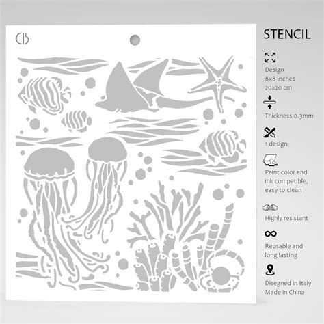 Ciao Bella Texture Stencil 8x8 Underwater In 2022 Stencil Art
