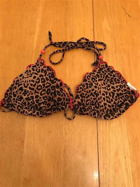 Womens Small Xhilaration Animal Print Cheetah Swim Bikini Top Fashion