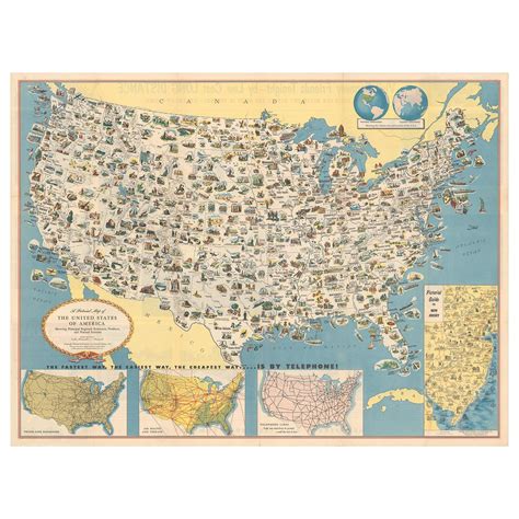 Geographically Correct Map Of The United States Vintage Map Circa