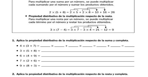 Matemáticas 5c Propiedad Distributiva 1805
