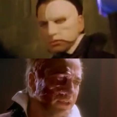 In phantom of the opera (2004). The phantom had the mask on the wrong