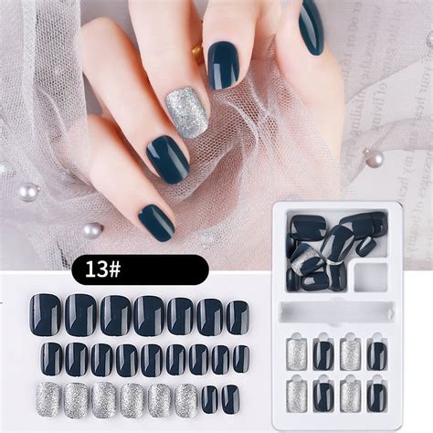 Mnycxen 24pcs Fake Nails Reusable Stick On Nails Press On Full Cover
