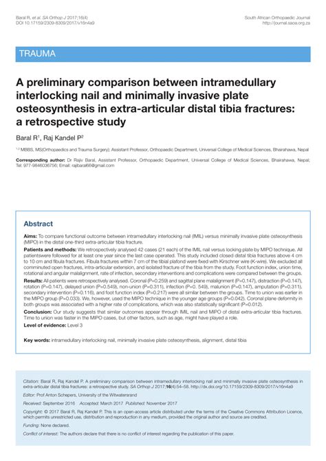 PDF A Preliminary Comparison Between Intramedullary Interlocking Nail And Minimally Invasive