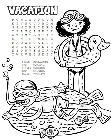 Vacation Word Search Vacation Printable Activities Word Search