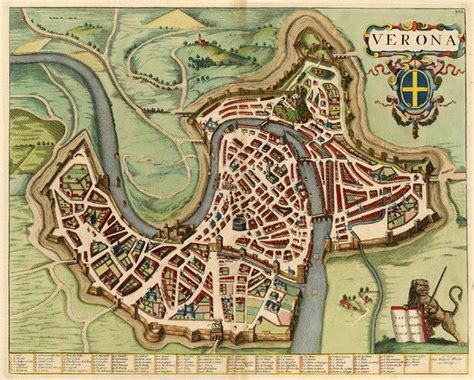 Verona Italy 1704 Verona Town Map Antique Map