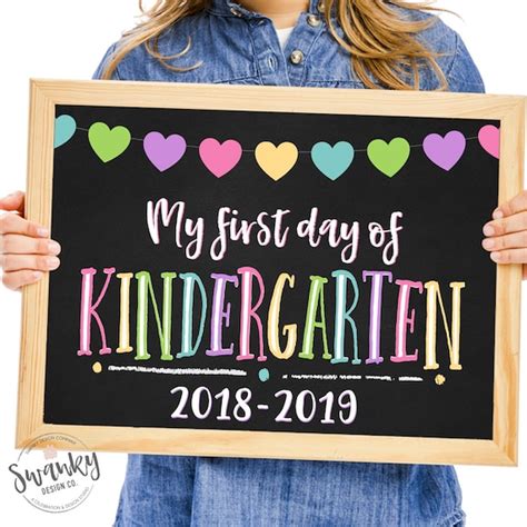 First Day Of Kindergarten Sign Printable First Day Back To