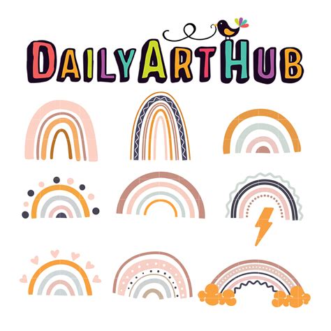 Hand Drawn Rainbow Doodle Clip Art Set Daily Art Hub Graphics Alphabets And Svg