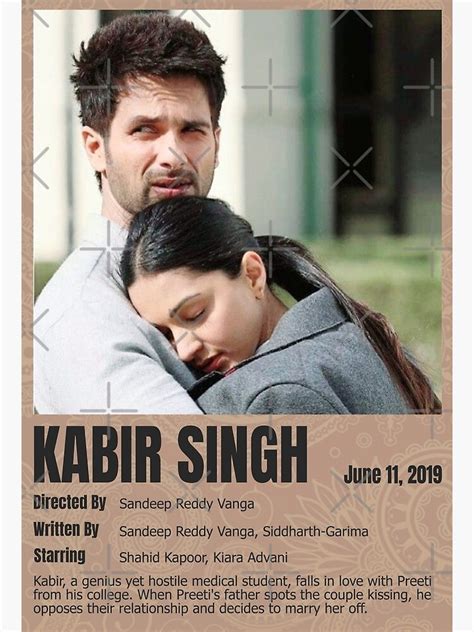 Bollywood Movie Kabir Singh Kiara Advanishahid Kapoor Poster By