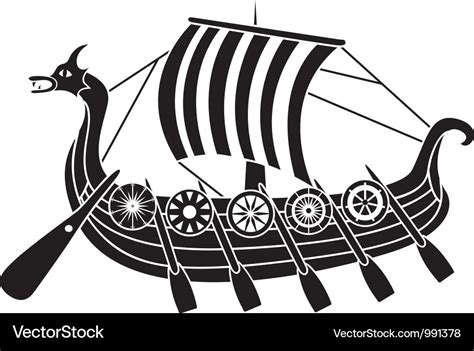 Vikings Boat Stencil Royalty Free Vector Image