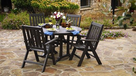 Polywood® Vineyard 5 Piece Nautical Trestle Folding Dining Set In