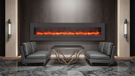 88 Sierra Flush Wall Mount Electric Fireplace W Steel Surrounding