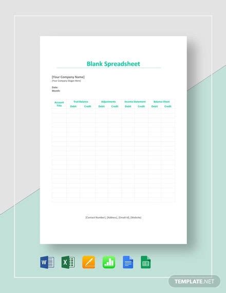 16 Blank Spreadsheet Templates Pdf Doc