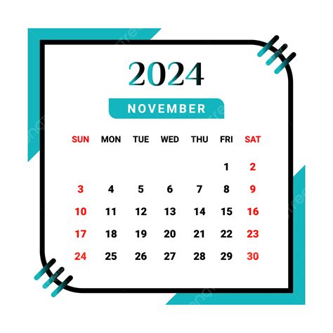 2024 Kasım Ayı Takvimi Ile Siyah Ve Yeşil Vektör Aylık Takvim Takvim