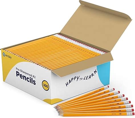 Enday 2 Pencils Bulk 300 Pack Pre Sharpened Wood Cased