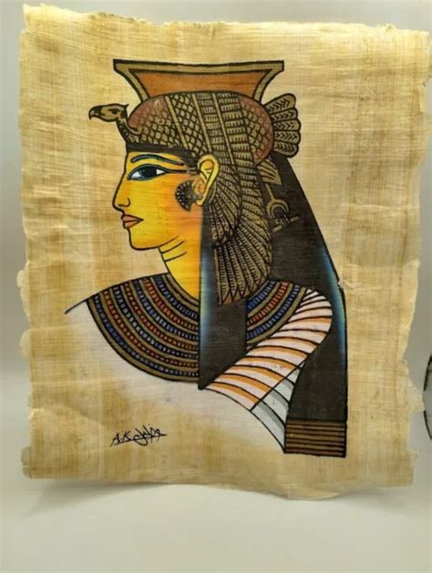 Papyrus Painting Of Queen Cleopatra From Egyptian Art Caravan Unframed