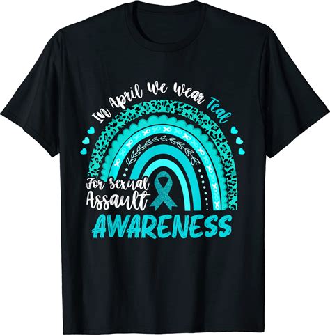 In April We Wear Teal Sexual Assault Awareness Boho Rainbow Shirt