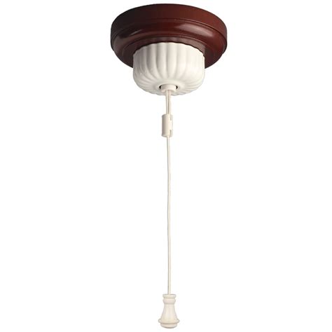 Fluted White Ceiling Pull Cord Switch Powder Coated Cover White