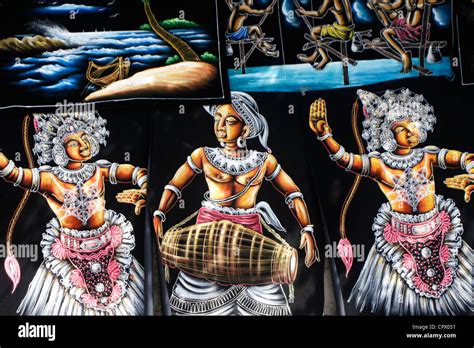 Paintings Of Kandyan Dancers And Sri Lankan Scenes On Black Velvet