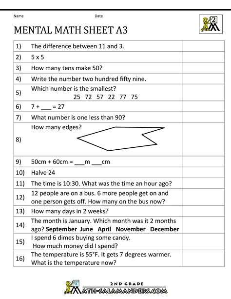 Math is important because it is used in everyday life. 2nd Grade Mental Math Worksheets