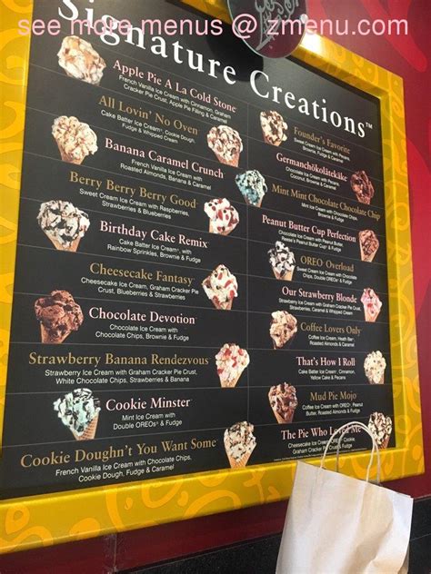 Menu At Cold Stone Creamery Fast Food White Plains 25 Mamaroneck Ave
