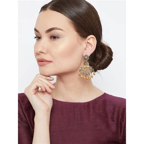 Panash Gold Plated Antique Drop Earrings Buy Panash Gold Plated