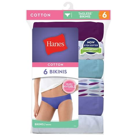 Hanes Women`s No Ride Up Cotton Bikini Best Seller 6 Assorted Walmartca