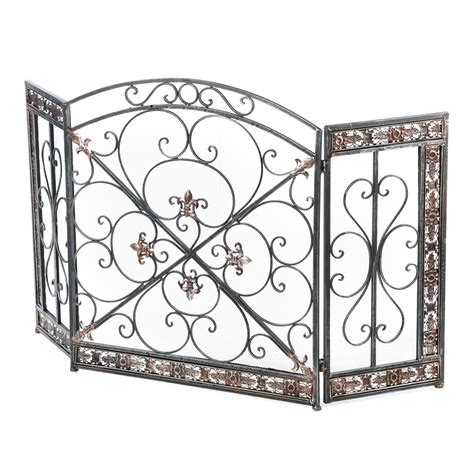 Aspire Fleur De Lis 3 Panel Iron Fireplace Screen & Reviews | Wayfair