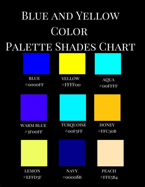 Buy Blue And Yellow Color Palette Shades Chart A Reference Coffee