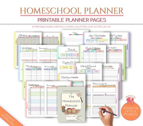 Homeschool Planner Printable Homeschool Mom Academic Planner Etsy