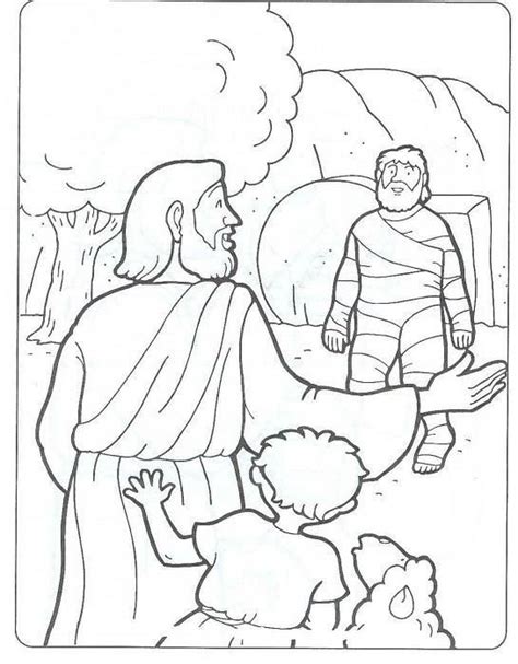 Teach kids about how jesus raises lazarus from the dead. day 2 coloring page Lazarus | Sunday school coloring pages ...