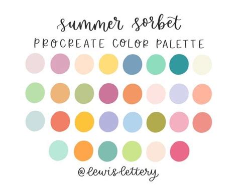 Summer Sorbet Procreate Color Palette Digital Color Palette Etsy