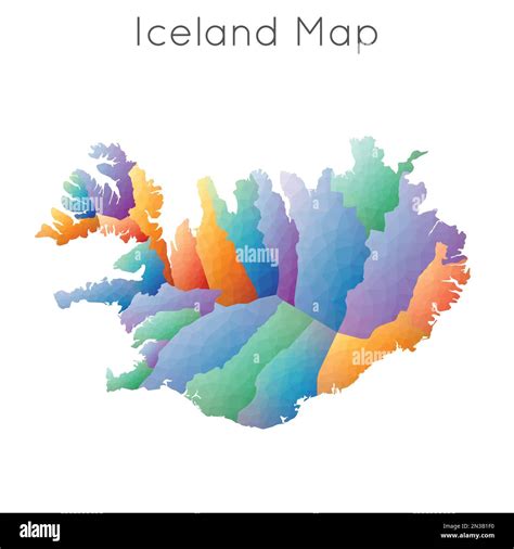 Low Poly Map Of Iceland Iceland Geometric Polygonal Mosaic Style Map