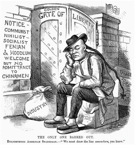 Chinese Exclusion Act 1882 Cartoon Poster Canvas Print Wooden