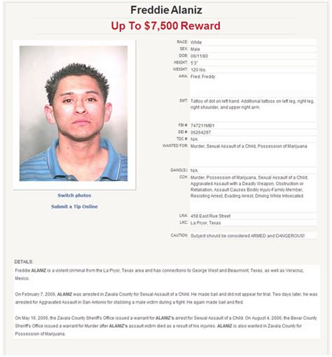 Reward Increased For Capture Of Man On Texas 10 Most Wanted Fugitives