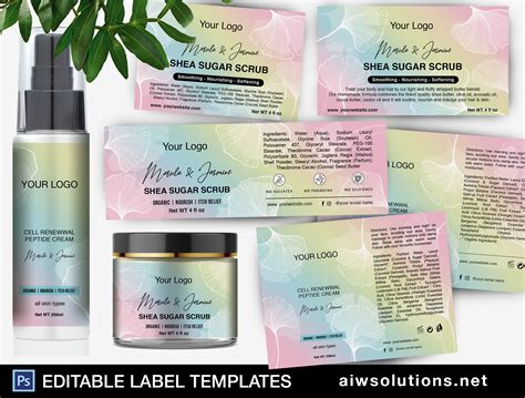 Fully Editable Skin Care Label Template Skincare Product Labels Serum