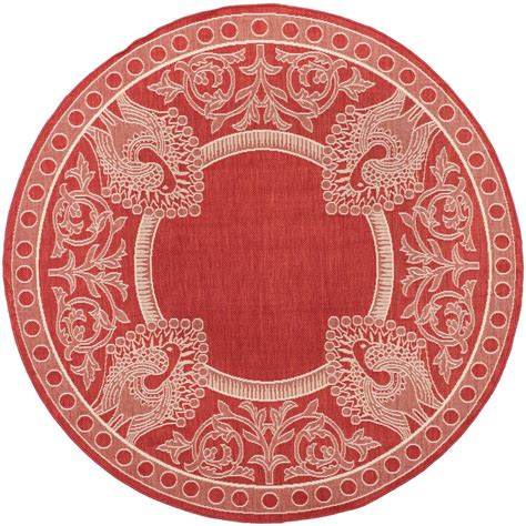 Sumptuous pink round shag rug: Safavieh Courtyard Red/Natural 7 ft. x 7 ft. Indoor ...