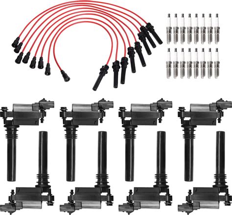 Ena Set Of 8 Ignition Coil With 16 Spark Plug And Red Wire