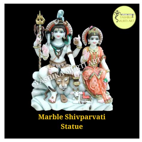 multicolor traditional marble shiv parvati idol for worship size 12 inch to 48 inch at rs