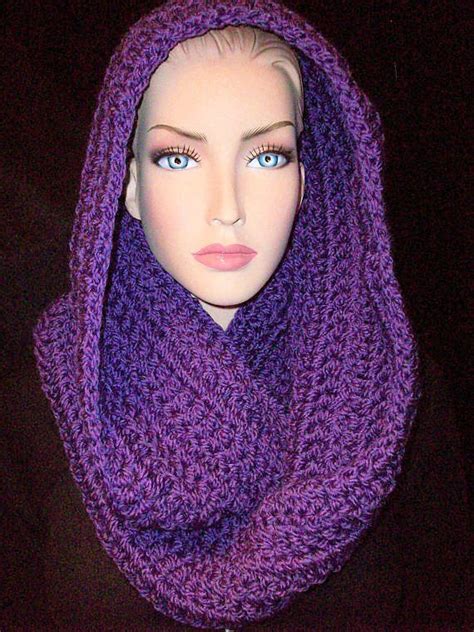 purple infinity scarf chunky crocheted scarf made with 2 etsy purple infinity scarf