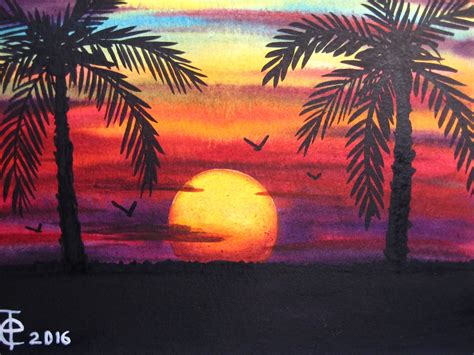 Paint a mountain sunset (for beginners): Easy Sunset Drawing at PaintingValley.com | Explore ...